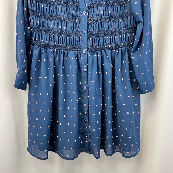 Vanessa Virginia Women’s 3/4 Sleeve Mini Dress Polka Dot Button Up Sheer Sz 4 - Picture 5 of 9